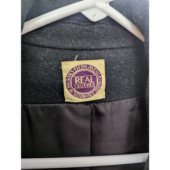 Saks Fifth Avenue Vintage 100% Wool Coat Size 10 Double Breasted Pea Coat - Picture 4 of 14